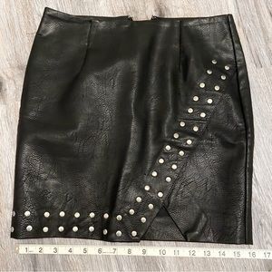 Black Faux Leather Mini Pencil Skirt